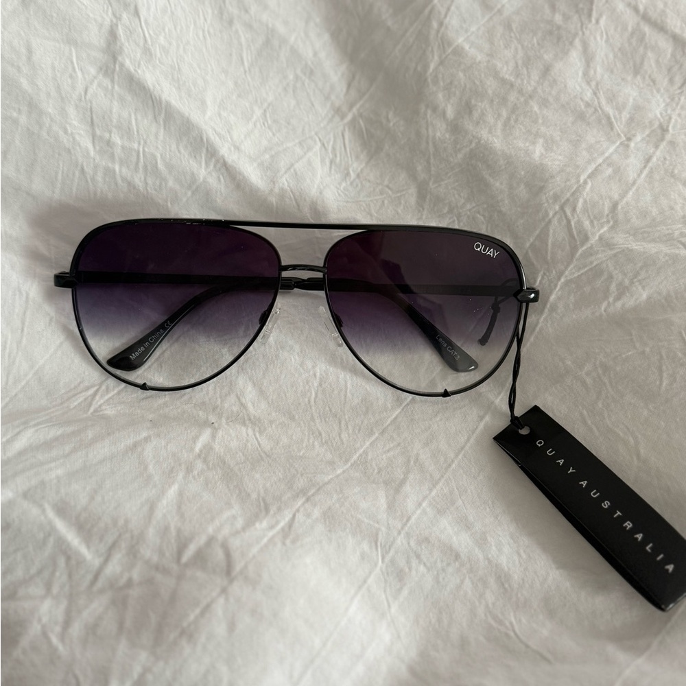 Quay Black Aviator Sunglasses
